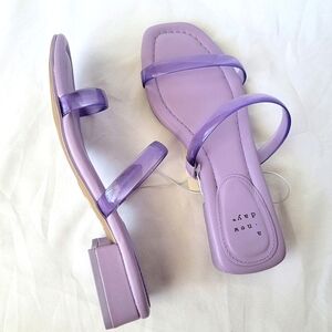 A New Day Annie Block Heel Sandals | 2 Jelly Straps | Lavender
